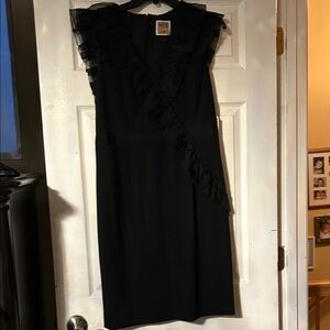 Nue by Shani Black Midi Dress with Ruffles